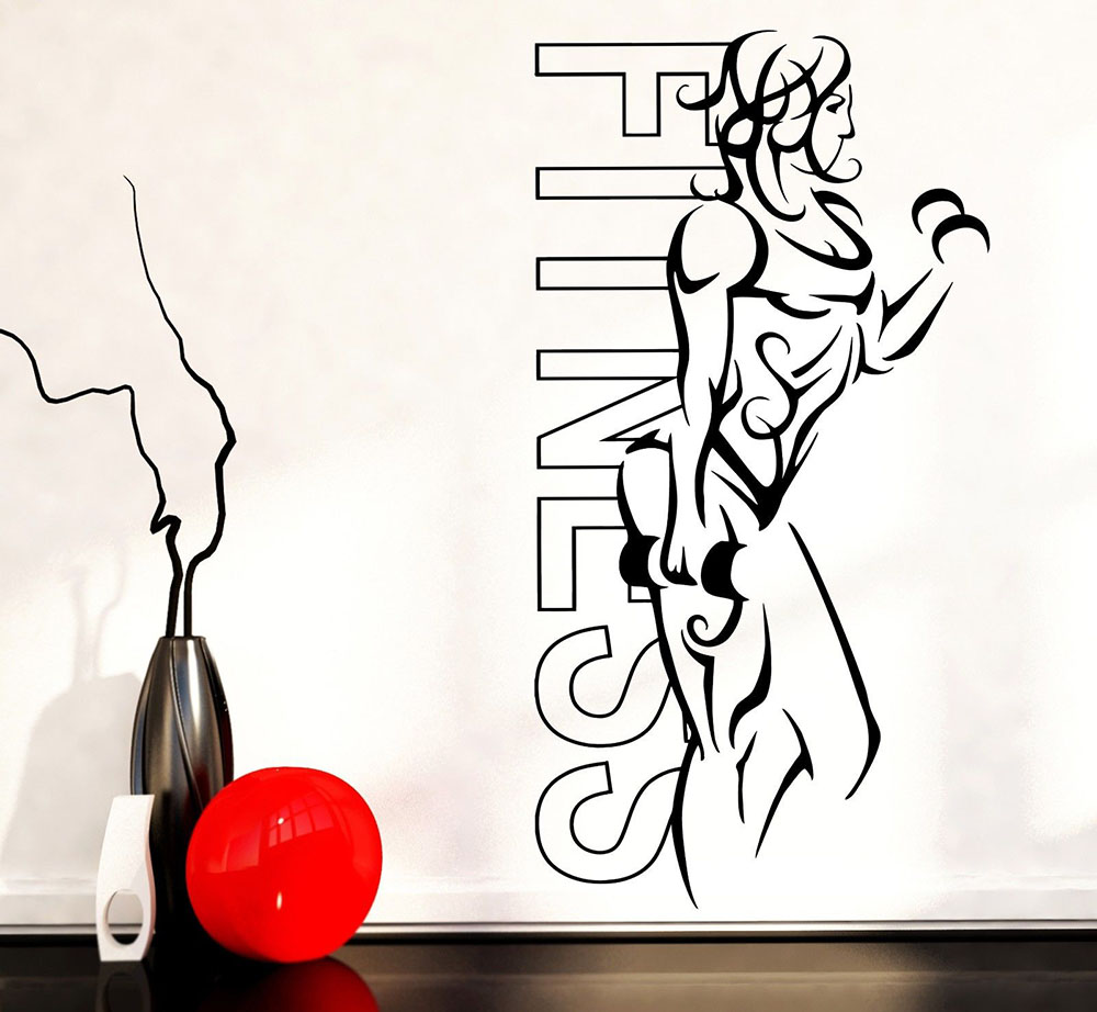 Yoga Fitness Health - Muurstickers Vinyl Fitness Meisje Vrouw Iron