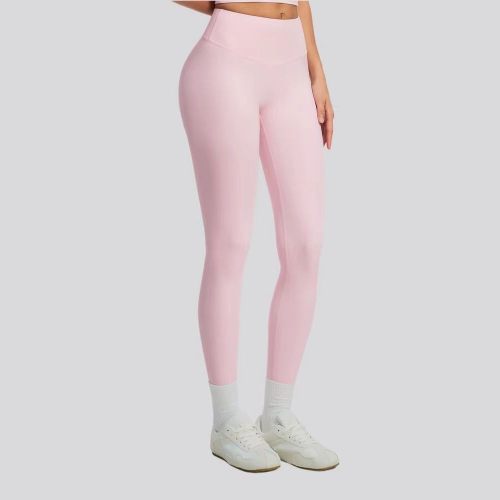 Yoga Fitness Pants - Effenkleurige yogabroek voor dames, hoge taille,