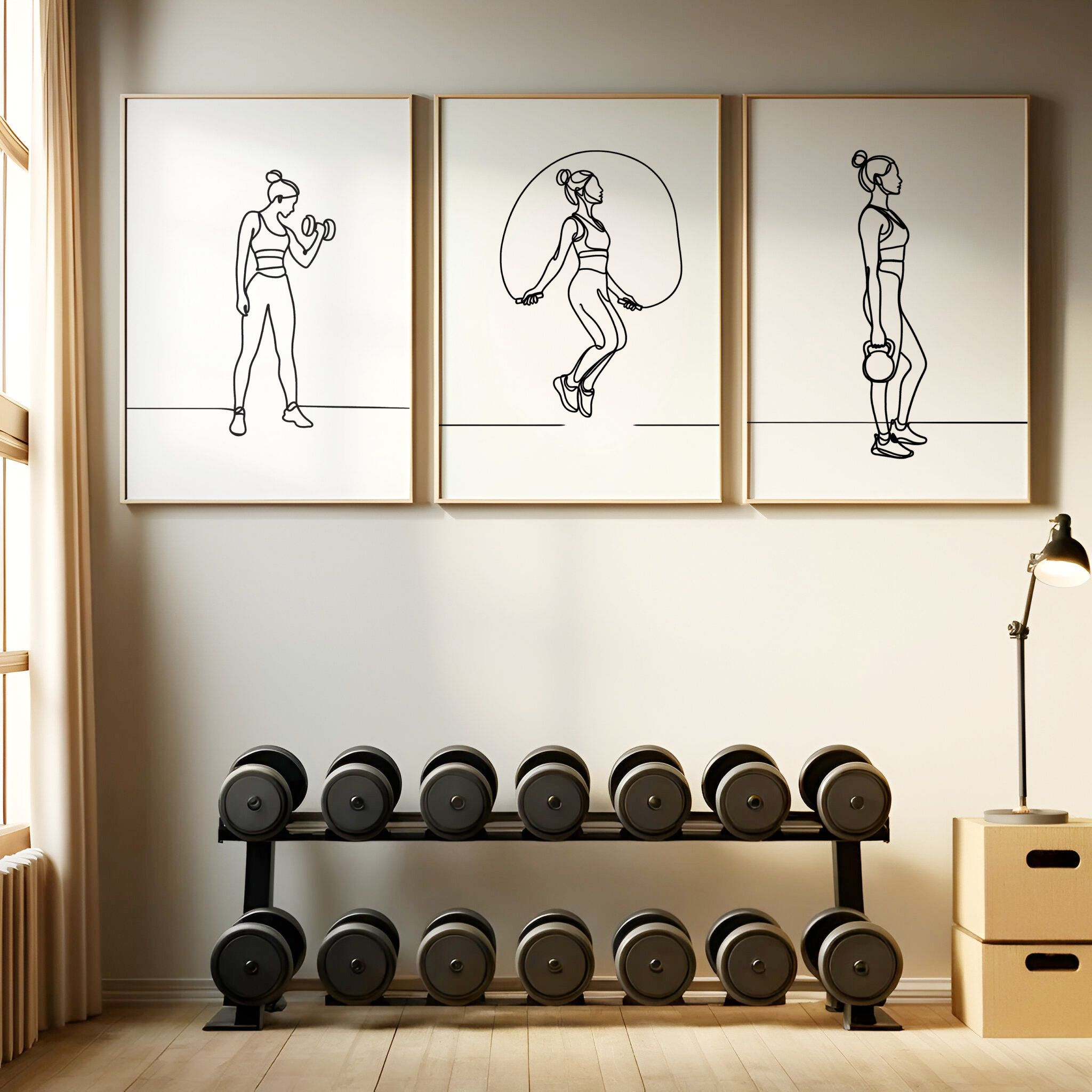Yoga And Fitness Studio - 3 stuks Fitness Girl Athlete Art