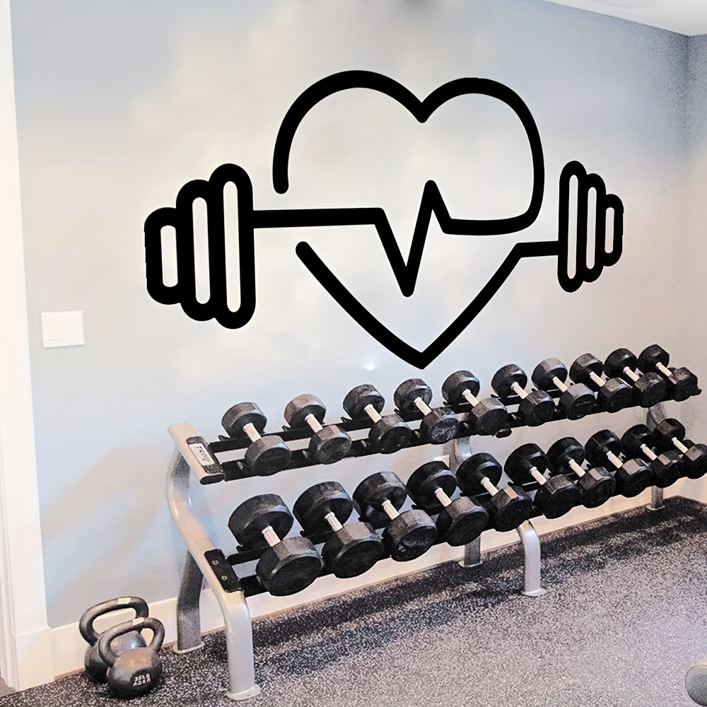 Yoga Fitness Health - Grote hartvormige halter wanddecoratie - vinyl